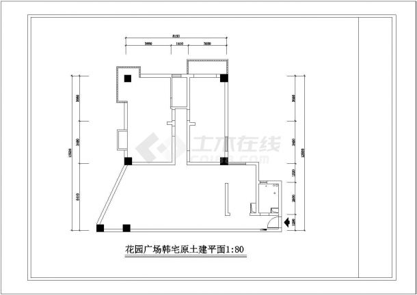 花园广场韩式住宅室内装修cad施工设计图-图一