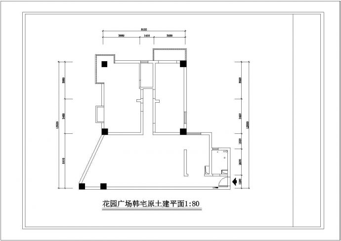 花园广场韩式住宅室内装修cad施工设计图_图1