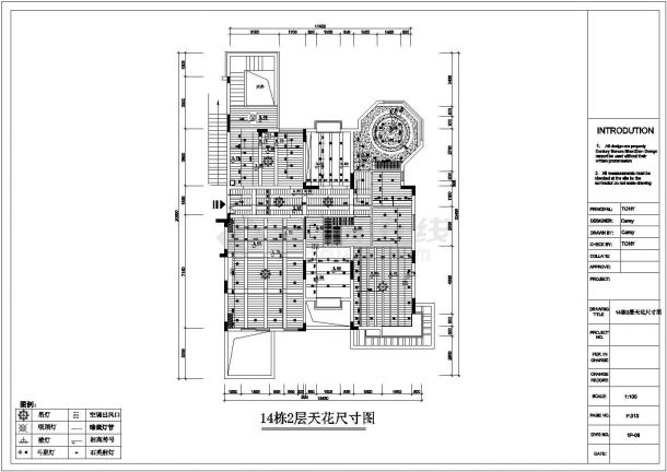 某现代中式别墅室内装修设计施工CAD图-图一