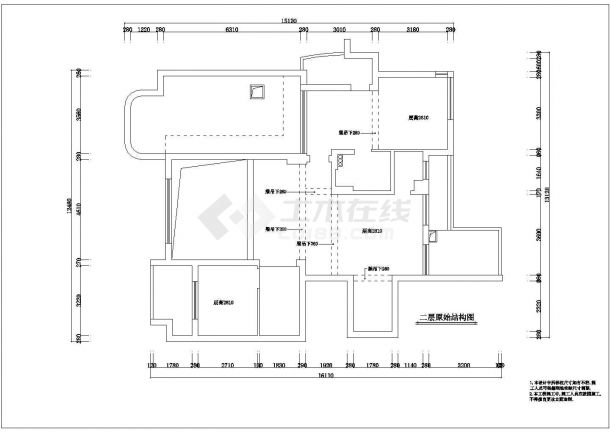 某地现代风格的复士楼别墅室内装修设计施工CAD图-图二