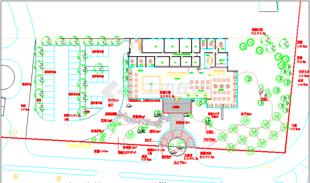 【青岛】某房地产售楼处周边景观设计施工图-图二