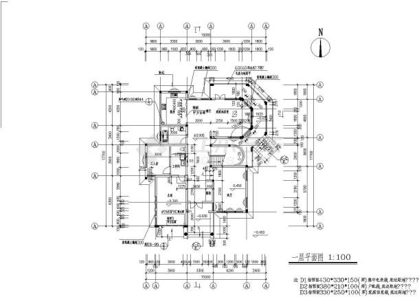 小型别墅建筑设计施工CAD平立面图纸-图一