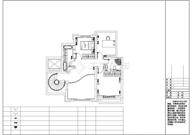 某欧式风格复士别墅室内装修设计施工CAD图-图一