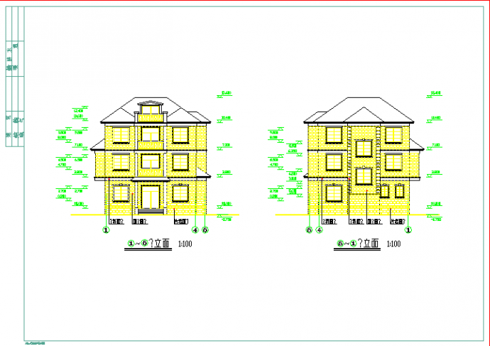 乡村小别墅建筑施工设计平立面CAD图_图1
