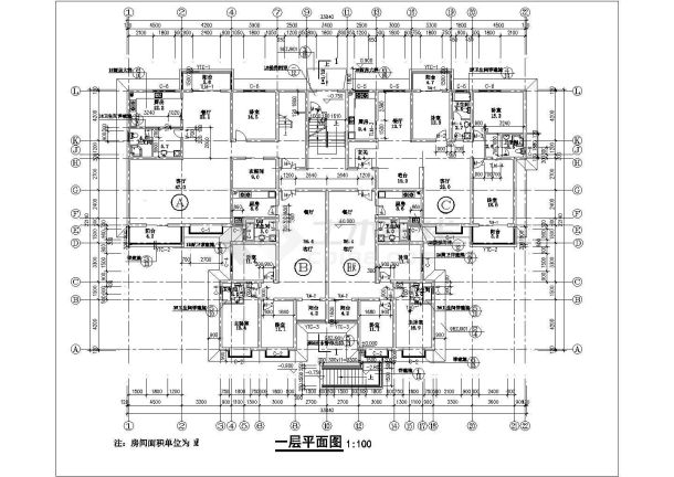 6层住宅楼建筑CAD设计方案图-图一