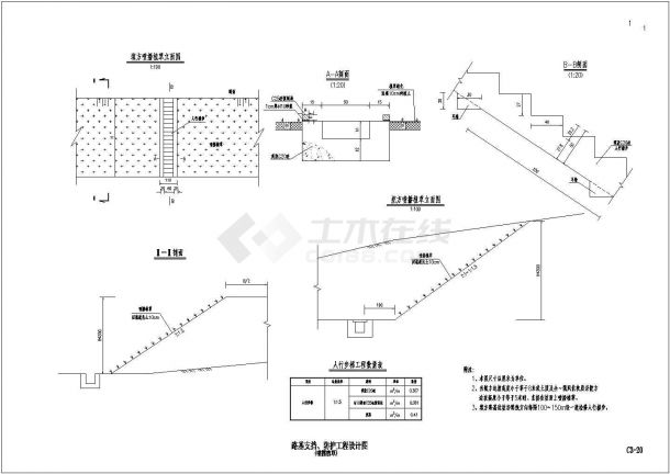 某城市路基支挡建筑大样详图-图一