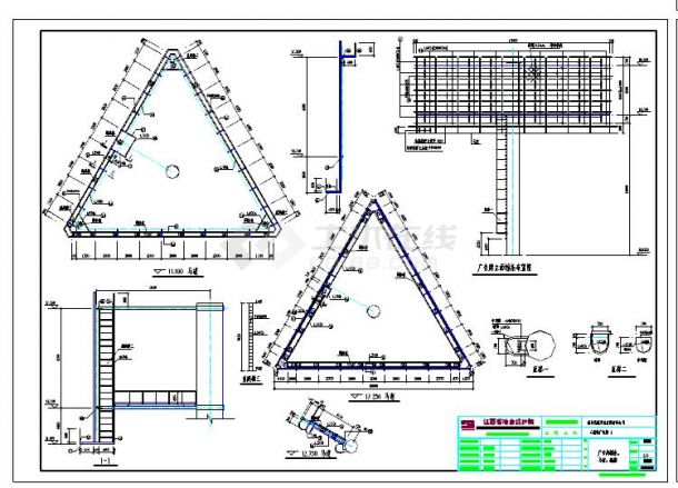 钢结构三角广告牌（高炮广告牌）CAD图纸-图二
