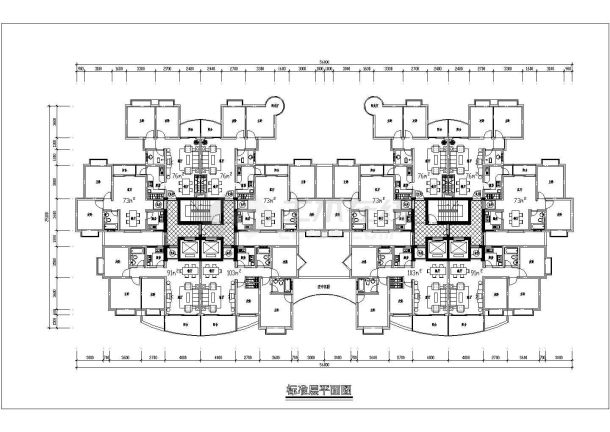 某高层户型建筑平面图（共13张）-图二