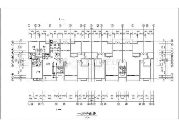 青岛市某地区多层住宅建筑CAD布置图-图一