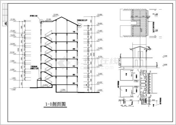 青岛市某地区多层住宅建筑CAD布置图-图二