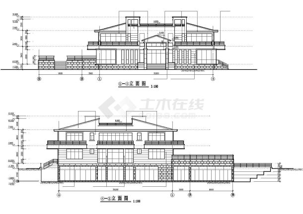 某小区休闲别墅建筑设计CAD图-图二