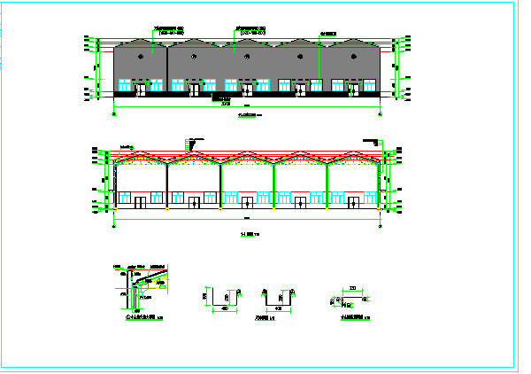 钢管柱排架工厂建筑施工CAD参考图