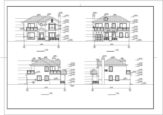 某市高档小区别墅建筑设计CAD图_图1