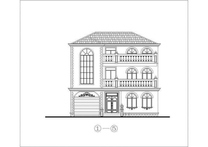 某高档小区欧式别墅建筑设计图_图1