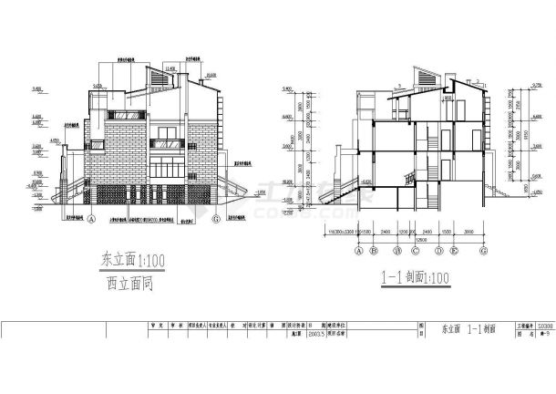 某精致精品联排别墅建筑设计CAD竣工图-图二