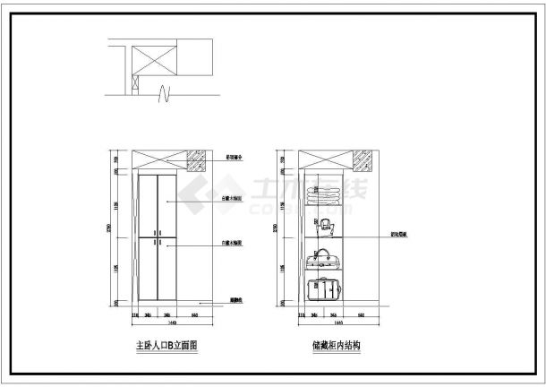 某三室两厅户型室内装修设计cad施工图（含效果图）-图二