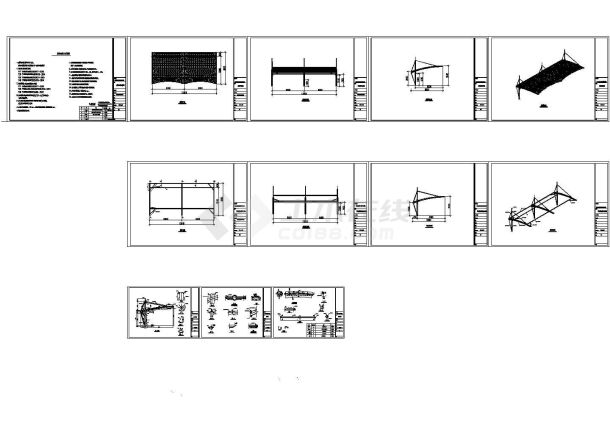 某公路充电站膜结构设计cad施工图-图一