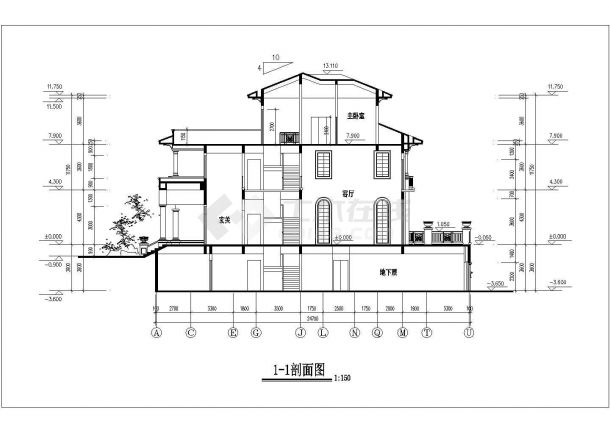 比较精美的一套别墅建筑CAD施工图纸-图一