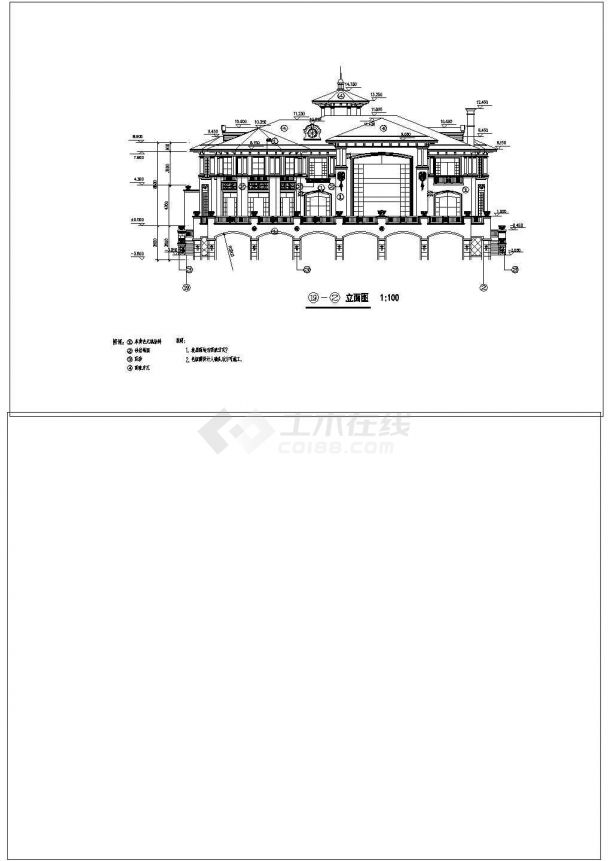 比较精美的一套别墅建筑CAD施工图纸-图二