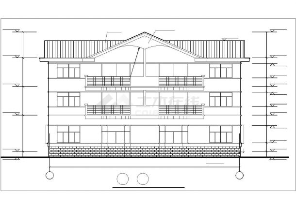 某小区三层双拼别墅建筑设计图-图一