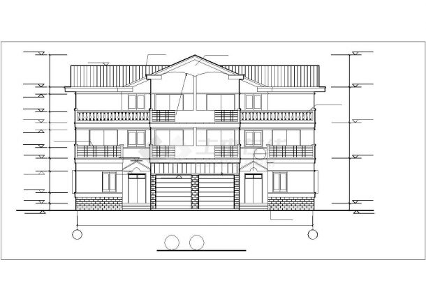 某小区三层双拼别墅建筑设计图-图二