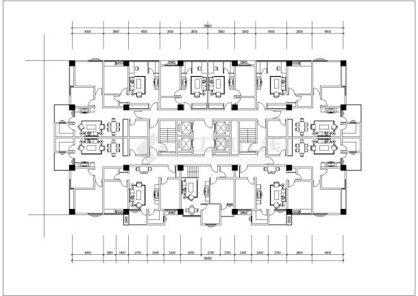 丽锦园高层住宅户型建筑CAD设计图-图二