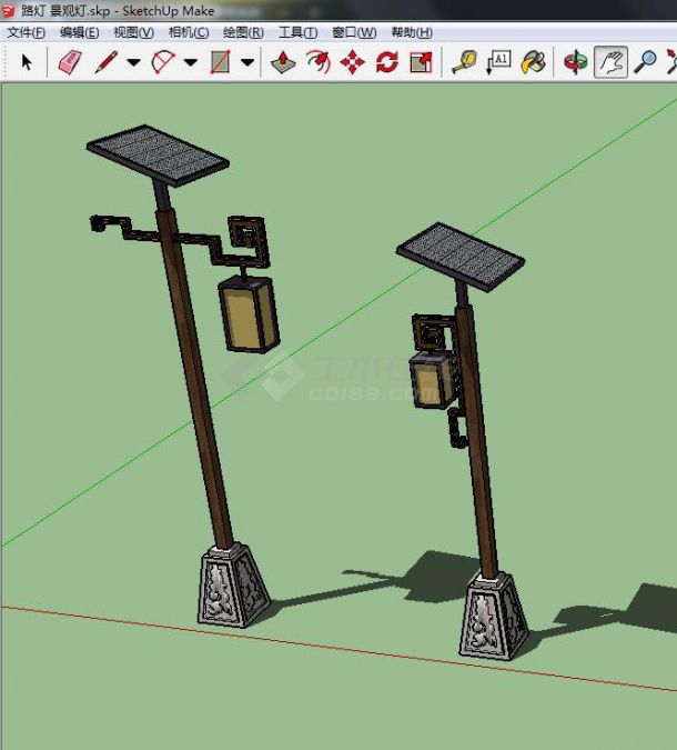 某园林景观两盏景观灯设计SU模型（不含cad文件）-图二