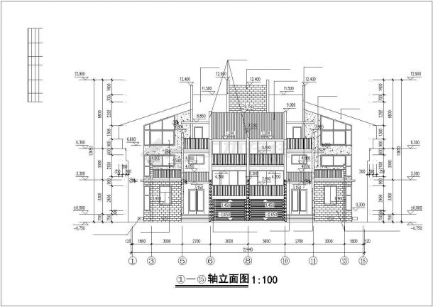 某小区经典多层连体建筑CAD参考图-图二