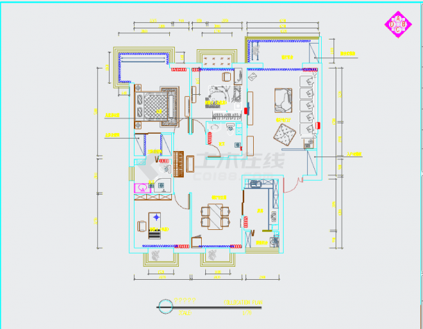 某小区某住户两室两厅室内设计方案-图一