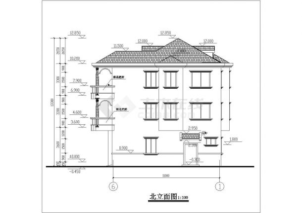 三层欧式别墅建筑结构设计图纸-图一