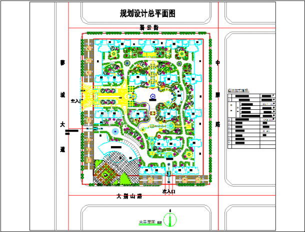 【长沙】某小区景观总体规划设计平面图-图一