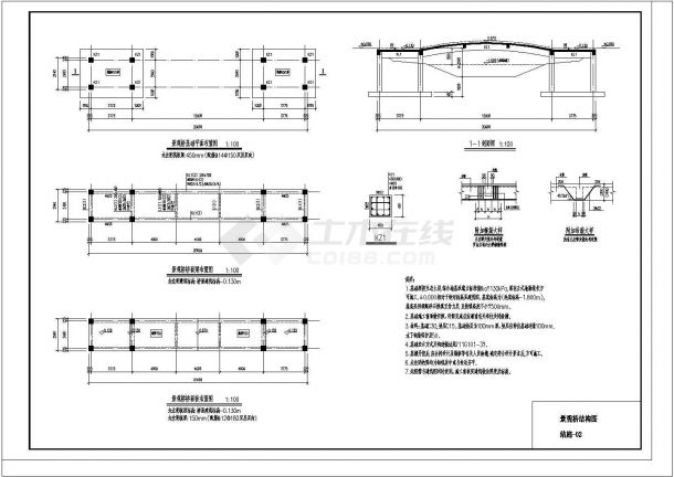 框架结构拱形景观桥CAD规划参考图-图二