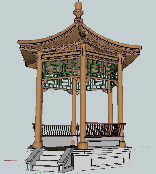 【江苏】某园林景观中式六角亭su模型（不含施工图）-图一