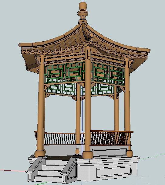 【江苏】某园林景观中式六角亭su模型（不含施工图）_图1