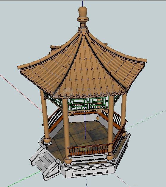 【江苏】某园林景观中式六角亭su模型（不含施工图）-图二