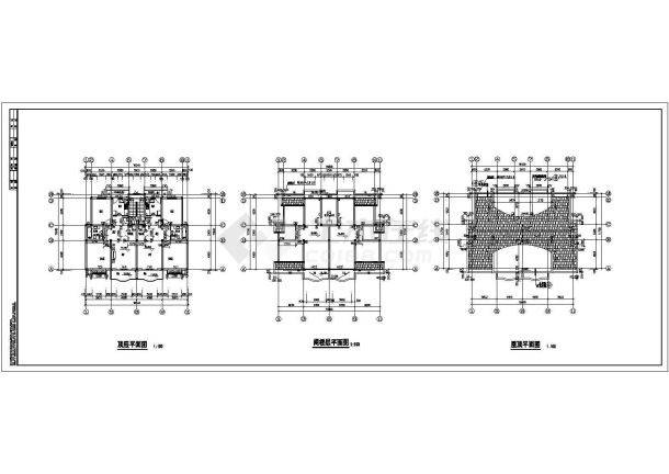 某小区多层建筑全套设计cad基础平面图-图二