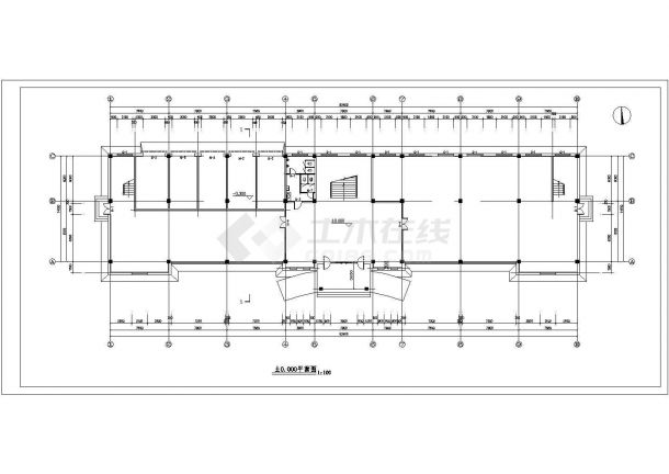 某地完整厂房办公楼建筑施工设计CAD图-图二