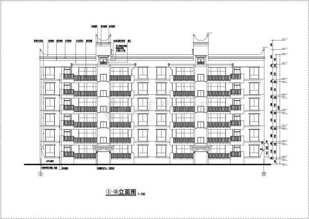 某小区六层砖混住宅建筑CAD设计施工图-图二