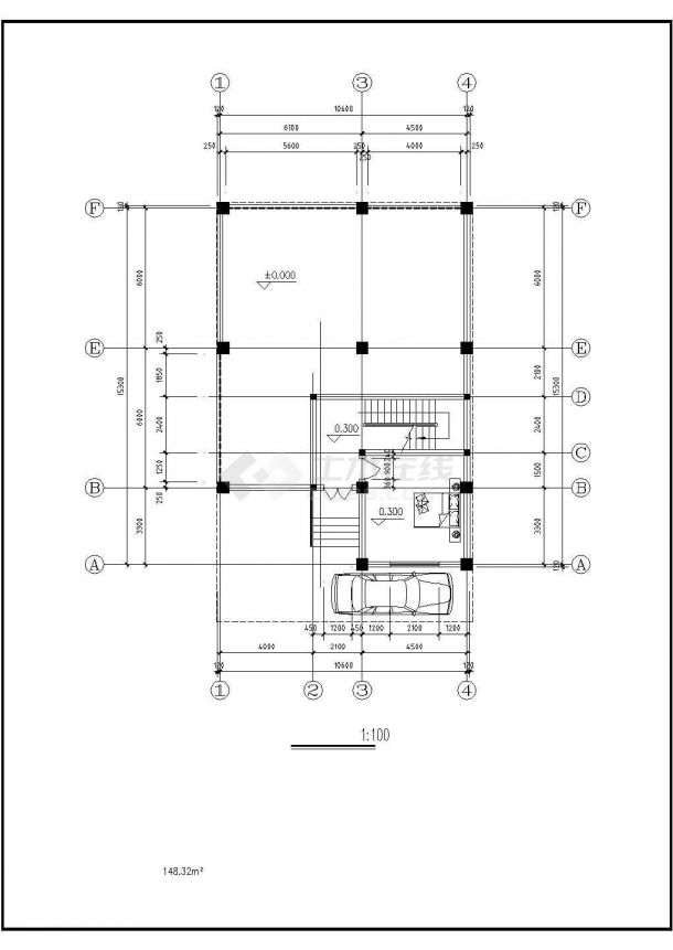 某地联排住宅三层平面建筑施工设计CAD图-图一