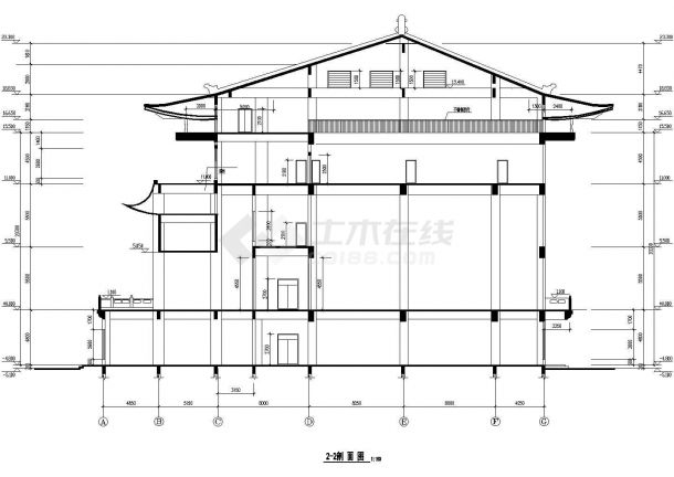 【泰州】四层仿古建筑歇山屋面寺庙施工图-图一