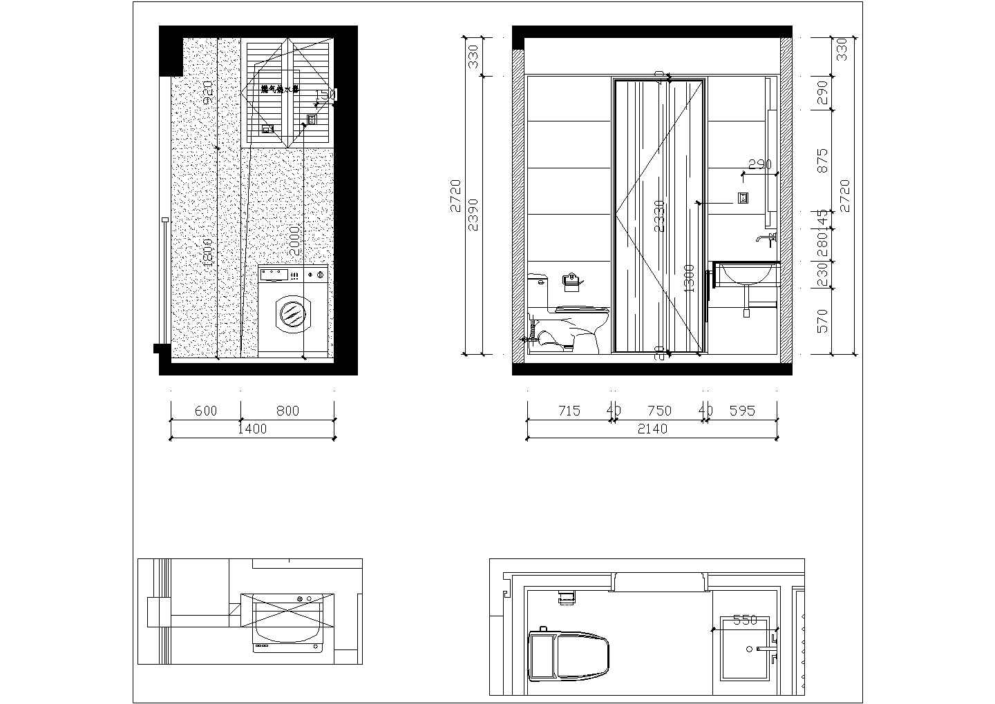 【杭州】现代两室一厅室内装修施工图（附效果图）