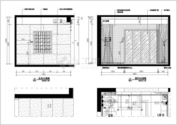 【杭州】现代风格三室两厅室内装修施工图（附效果图）-图一