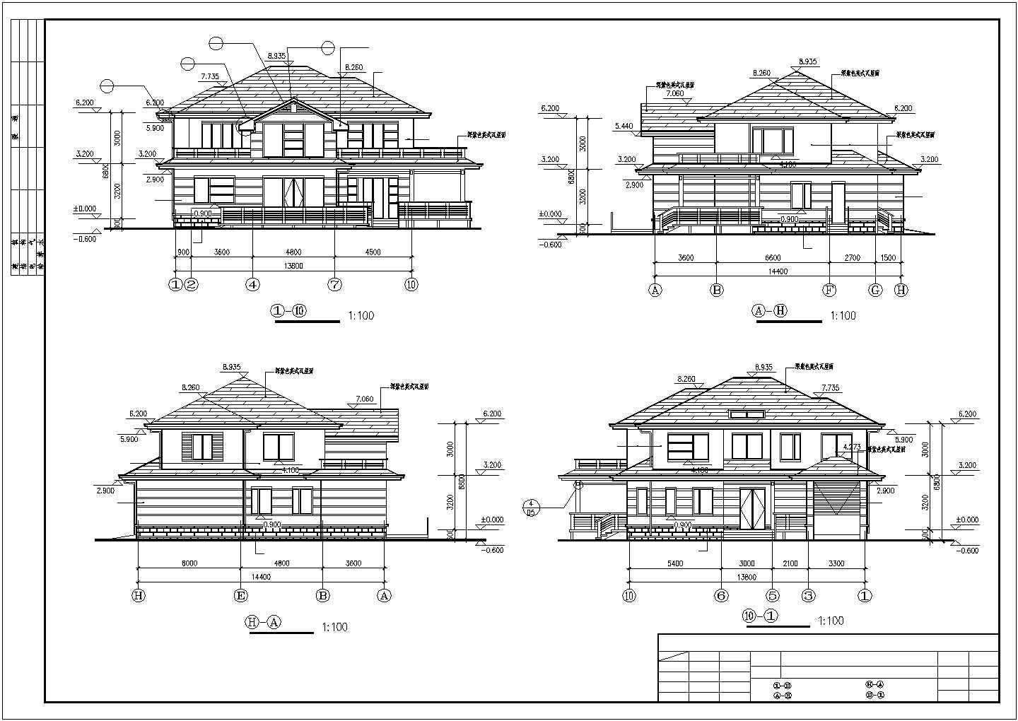 A3型别墅建筑CAD基础图
