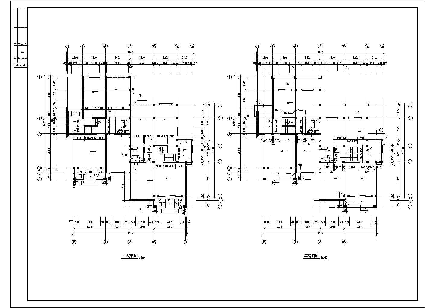 山体别墅整套建筑设计CAD基础详图