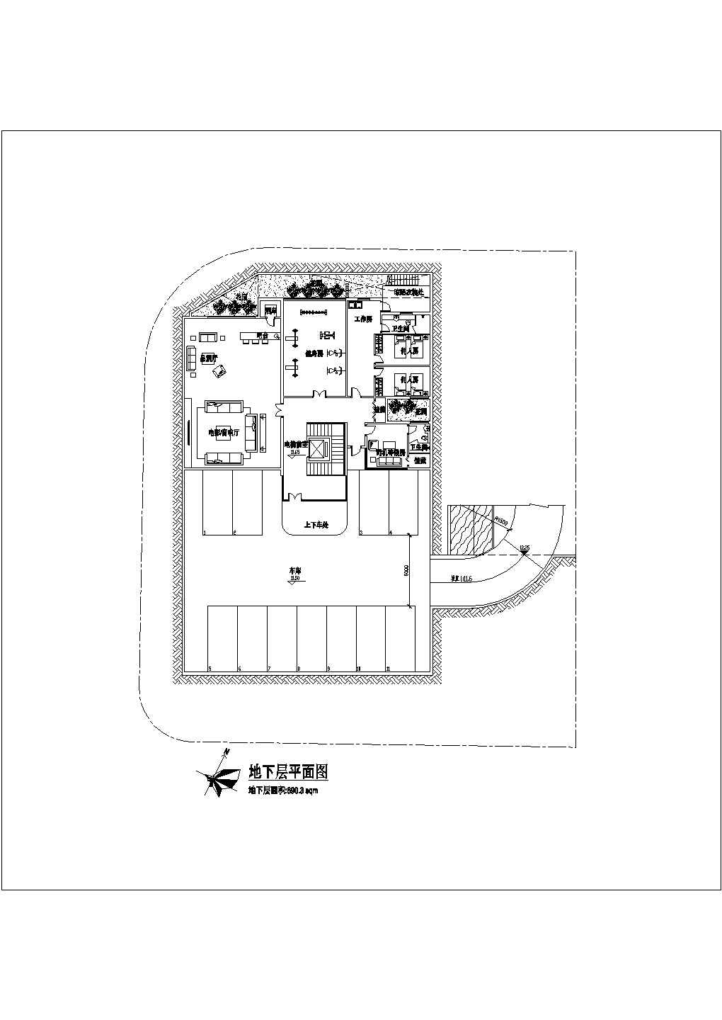 郊外豪华别墅建筑规划CAD细节布置图