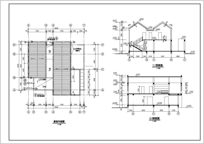 小型别墅楼建筑施工cad设计图纸_图1