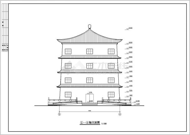  Construction plan of an antique pagoda in a park - Figure 1