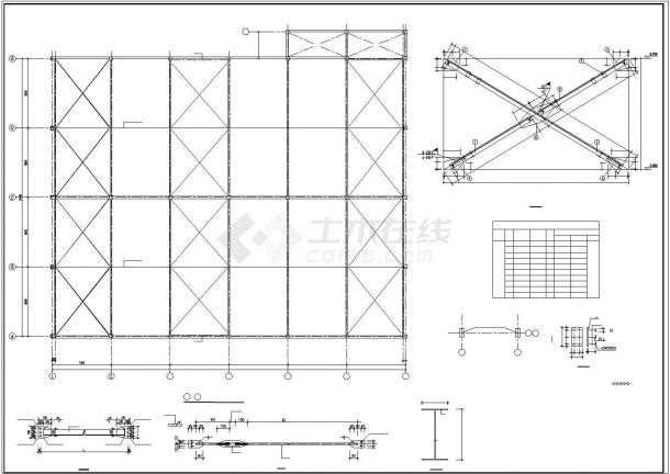 上海某门式钢架厂房CAD平面布置参考图-图一