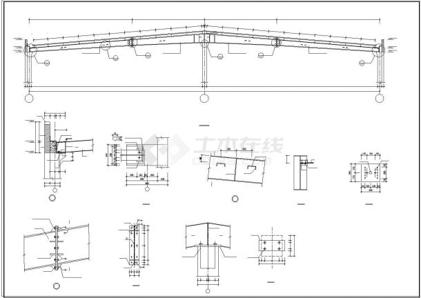 上海某门式钢架厂房CAD平面布置参考图-图二