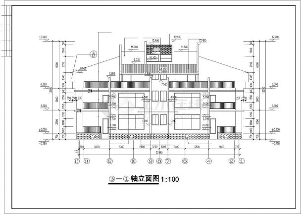 资兴联体别墅建筑设计施工图-图二